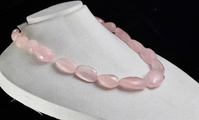 Natural Rose Quartz Beads Carat Weight Sterling Silver 906 Ct Necklace