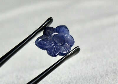 Natural No Heat Burma Blue Sapphire 5.80 Ct Carved Flower Gemstone Ring Pendant