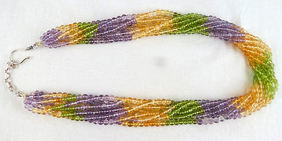 Natural Peridot 696ct Citrine Amethyst Round Beads Fashion Necklace For Women