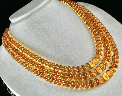 Certified Natural Yellow Citrine Beads 935 Ct Round Statement Necklace For Women