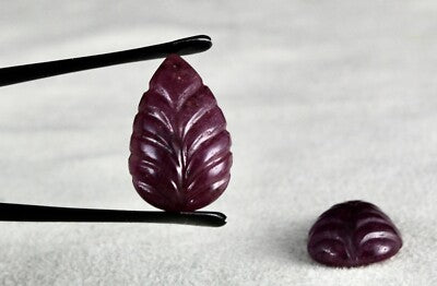 Certified Natural Untreated Ruby 48.80 Ct Carved Leaves Earring Sterling Silver