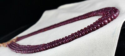 Certified Natural Ruby 439 Ct Round Beads Gemstone Necklace For Women