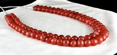 Natural Carnelian 862 Ct Beads Round Gemstone Necklace 2 Line Important