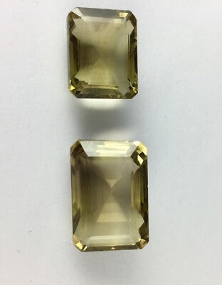 Natural Lemon Smoky Quartz 101.70ct Octagon 2 Pcs Big Gemstone Pendant