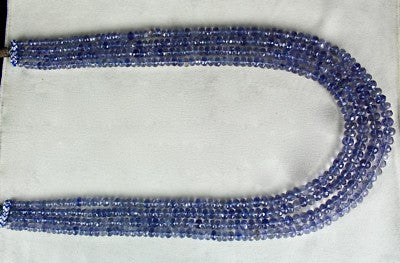 Certified Natural Iolite Beads Faceted Round Necklace 4 L 830 Ct Blue Gemstone