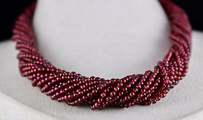 Certified Natural Red Garnet Round Beads Necklace 778ct Fashion Accessories 17"l
