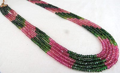 Certified Natural Multi Tourmaline Beads Faceted Round 5mm 186ct Necklace