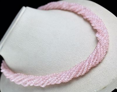 Sterling Silver Natural Rose Quartz Beads 591 Carat Gemstone Necklace For Women