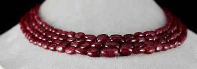 Certified 616 Ct Natural Red Spinel Beads Cabochon Gemstone Necklace
