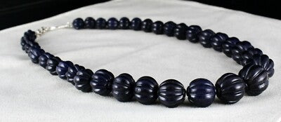 Natural Blue Jade Carved Round Gemstone 785 Ct Sterling Silver Necklace