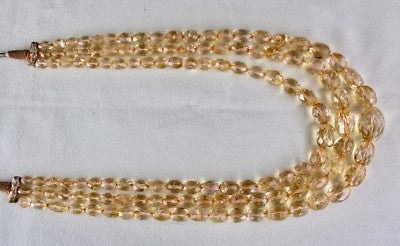 Natural Yellow Citrine 731 Ct Oval Faceted Gemstone Fine Bead Necklace