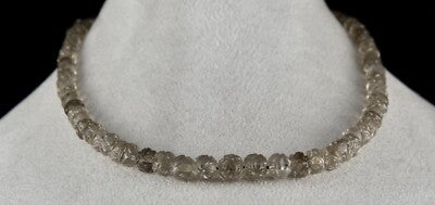 Smoky Quartz Carved Beads Antique Necklace 178ct Gemstone For Women