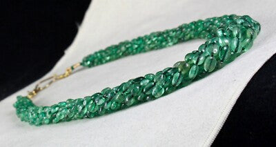 Antique Certified Natural Emerald 7 L 470 Ct Beads Cabochon Gemstone Necklace