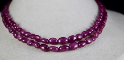 Certified Natural Untreated Ruby 232ct Beads Cabochon Necklace For Women
