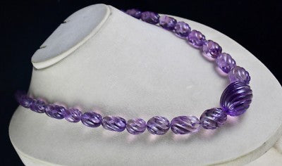 Certified Natural Amethyst 740ct Carved Oval Sterling Silver Necklace