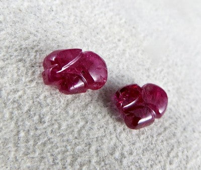 Certified Ruby Engraved Leaves 7.40 Ct Loose Gemstone Pair Earring