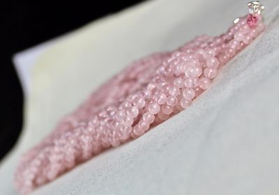 Sterling Silver Natural Rose Quartz Beads 591 Carat Gemstone Necklace For Women