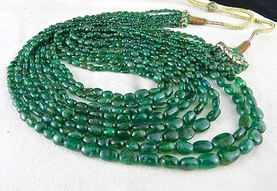 Certified Natural Emerald 512ct Beads Green Gemstone Vintage Necklace