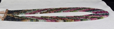 Natural Multi Colour Tourmaline 495 Ct Beads Faceted 10 L Gemstone Fine Necklace