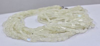Natural White Moonstone Tube Beads Necklace 15 L 837 Ct Fashion Gemstone
