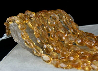 Certified Natural Yellow Citrine 1761 Ct Beads Gemstone Fashion Necklace