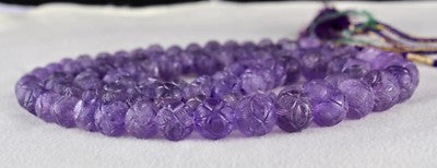 Certified Natural Amethyst Beads 616 Ct Purple Gemstone Vintage Necklace