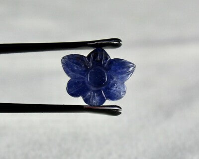 Natural No Heat Burma Blue Sapphire 5.80 Ct Carved Flower Gemstone Ring Pendant