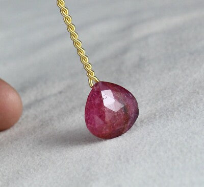 Natural Untreated Ruby Beads 14.95ct Faceted Heart Drop Gemstone Hanging