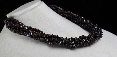 Sterling Silver Necklace Natural Garnet Triangle Beads 1432ct Red Gem For Women