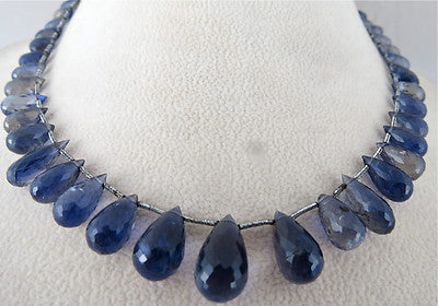 Iolite Faceted Teardrop Beads Necklace 133 Ct Gemstone Fashion Women's Jewelry