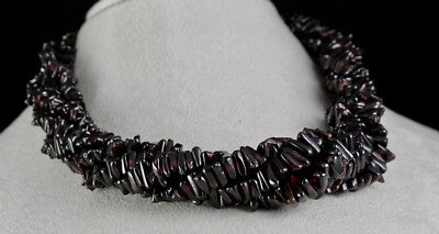 Sterling Silver Necklace Natural Garnet Triangle Beads 1432ct Red Gem For Women