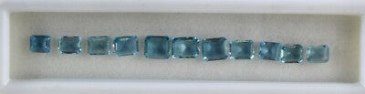 Certified Natural Aquamarine 11pcs Octagon Cut 9.47ct Gemstone Set Bracelet