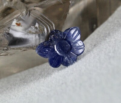 Natural No Heat Burma Blue Sapphire 5.80 Ct Carved Flower Gemstone Ring Pendant