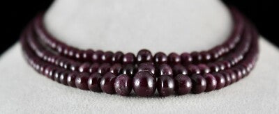 Certified Natural Unheated Ruby 451ct Beads 3 Line Precious Necklace For Women