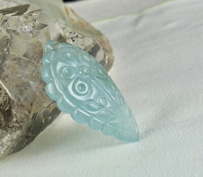 Certified Natural Blue Aquamarine 76.60 Ct Carved Gemstone Drilled For Pendant