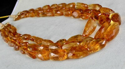 Certified Natural Yellow Citrine 1266 Ct Faceted Golden Necklace Beads Tumble
