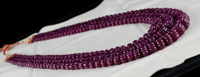 Certified Vintage Natural Ruby Beads Carved Melon Necklace 1378 Ct 3 L