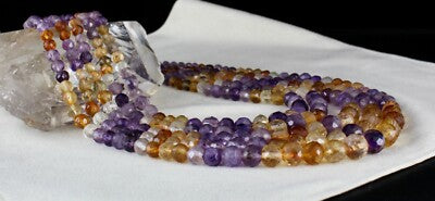 Natural Citrine Amethyst Faceted Multi Beads 1085 Ct Gemstone Necklace 5l