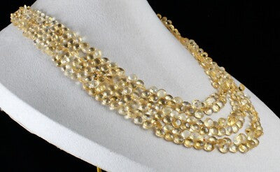 Certified Fine Yellow Citrine 522 Ct Teardrop Beads Fashion Necklace For Women