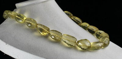 Certified Natural Green Gold Lemon Quartz Necklace 1492 Ct 30mm Nuggets Gemstone