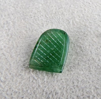 Natural Emerald 6.74 Ct Carved 16x12 Mm Gemstone Birthstone Ring Pendant