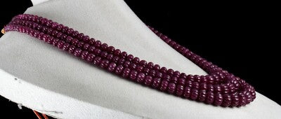 Certified Vintage Natural Ruby Beads Carved Melon Necklace 1378 Ct 3 L