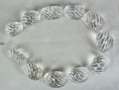 Certified Natural White Rock Crystal Quartz 2965 Ct Carved Oval Bead For Women