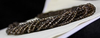 Natural Black Smoky Quartz Beads 10mm Faceted Round Necklace 860 Ct Gemstone