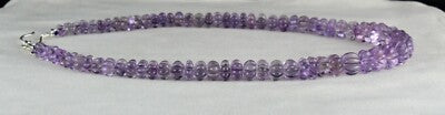 Natural Amethyst 379ct Carved Beads Sterling Silver Fashion Gemstone Necklace
