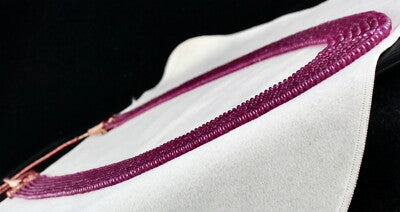 Certified Natural Ruby Beads Necklace Round 677ct 7 Line Classic Gemstone