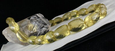 Certified Natural Green Gold Lemon Quartz Necklace 1492 Ct 30mm Nuggets Gemstone