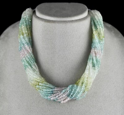 Certified Natural Multi Aquamarine 688ct Beads Faceted Necklace For Women