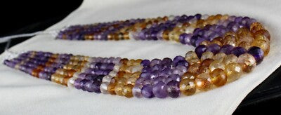 Natural Citrine Amethyst Faceted Multi Beads 1085 Ct Gemstone Necklace 5l