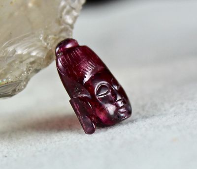 Natural Pink Tourmaline Rubellite 13.80ct Carved Buddha Gemstone Pendant Ring